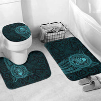 New Zealand Skull Darts Bathroom Set Aotearoa Maori Chest Tattoo Stylized Teal - Polynesian Pride