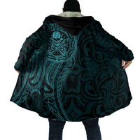 New Zealand Skull Darts Cloak Aotearoa Maori Chest Tattoo Stylized Teal - Polynesian Pride
