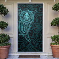 New Zealand Skull Darts Door Cover Aotearoa Maori Chest Tattoo Stylized Teal - Polynesian Pride