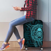 New Zealand Skull Darts Luggage Cover Aotearoa Maori Chest Tattoo Stylized Teal - Polynesian Pride