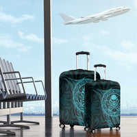 New Zealand Skull Darts Luggage Cover Aotearoa Maori Chest Tattoo Stylized Teal - Polynesian Pride
