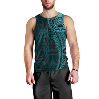 New Zealand Skull Darts Men Tank Top Aotearoa Maori Chest Tattoo Stylized Teal - Polynesian Pride