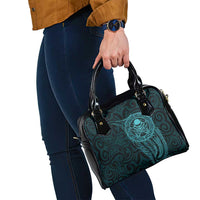 New Zealand Skull Darts Shoulder Handbag Aotearoa Maori Chest Tattoo Stylized Teal - Polynesian Pride