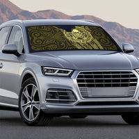 New Zealand Skull Darts Auto Sun Shade Aotearoa Maori Chest Tattoo Stylized Gold - Polynesian Pride