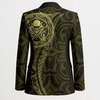 New Zealand Skull Darts Blazer Aotearoa Maori Chest Tattoo Stylized Gold - Polynesian Pride