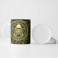 New Zealand Skull Darts Ceramic Mug Aotearoa Maori Chest Tattoo Stylized Gold - Polynesian Pride