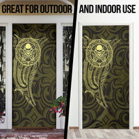 New Zealand Skull Darts Door Cover Aotearoa Maori Chest Tattoo Stylized Gold - Polynesian Pride
