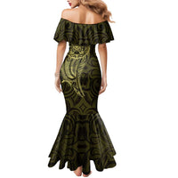 New Zealand Skull Darts Mermaid Dress Aotearoa Maori Chest Tattoo Stylized Gold - Polynesian Pride