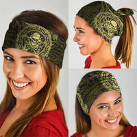 New Zealand Skull Darts Neck Gaiter Aotearoa Maori Chest Tattoo Stylized Gold - Polynesian Pride