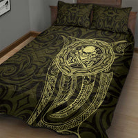 New Zealand Skull Darts Quilt Bed Set Aotearoa Maori Chest Tattoo Stylized Gold LT14 - Polynesian Pride