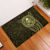 New Zealand Skull Darts Rubber Doormat Aotearoa Maori Chest Tattoo Stylized Gold LT14 - Polynesian Pride