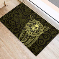 New Zealand Skull Darts Rubber Doormat Aotearoa Maori Chest Tattoo Stylized Gold LT14 - Polynesian Pride