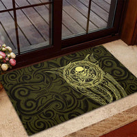 New Zealand Skull Darts Rubber Doormat Aotearoa Maori Chest Tattoo Stylized Gold LT14 - Polynesian Pride