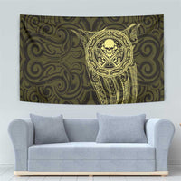New Zealand Skull Darts Tapestry Aotearoa Maori Chest Tattoo Stylized Gold - Polynesian Pride