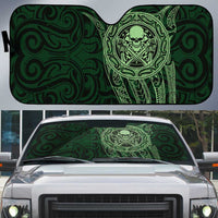 New Zealand Skull Darts Auto Sun Shade Aotearoa Maori Chest Tattoo Stylized Green - Polynesian Pride