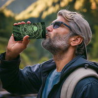 New Zealand Skull Darts 4 in 1 Can Cooler Tumbler Aotearoa Maori Chest Tattoo Stylized Green - Polynesian Pride