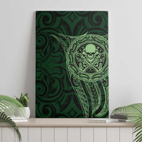 New Zealand Skull Darts Canvas Wall Art Aotearoa Maori Chest Tattoo Stylized Green - Polynesian Pride