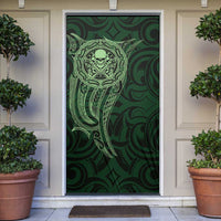 New Zealand Skull Darts Door Cover Aotearoa Maori Chest Tattoo Stylized Green - Polynesian Pride