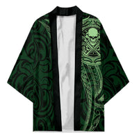 New Zealand Skull Darts Kimono Aotearoa Maori Chest Tattoo Stylized Green - Polynesian Pride