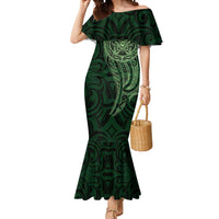 New Zealand Skull Darts Mermaid Dress Aotearoa Maori Chest Tattoo Stylized Green - Polynesian Pride