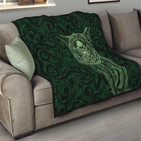 New Zealand Skull Darts Quilt Aotearoa Maori Chest Tattoo Stylized Green - Polynesian Pride