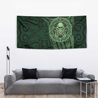 New Zealand Skull Darts Tapestry Aotearoa Maori Chest Tattoo Stylized Green - Polynesian Pride