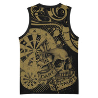 New Zealand Darts Basketball Jersey Skull In Dart We Trust Maori Pattern - Polynesian Pride