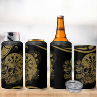 New Zealand Darts 4 in 1 Can Cooler Tumbler Skull In Dart We Trust Maori Pattern - Polynesian Pride