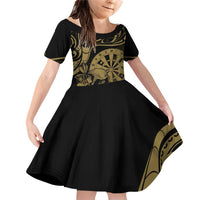 New Zealand Darts Family Matching Off Shoulder Short Dress and Hawaiian Shirt Skull In Dart We Trust Maori Pattern - Polynesian Pride