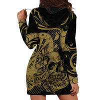 New Zealand Darts Hoodie Dress Skull In Dart We Trust Maori Pattern - Polynesian Pride
