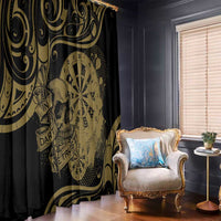 New Zealand Darts Window Curtain Skull In Dart We Trust Maori Pattern - Polynesian Pride