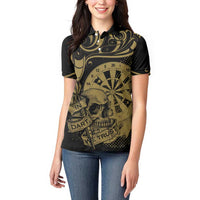 New Zealand Darts Women Polo Shirt Skull In Dart We Trust Maori Pattern - Polynesian Pride