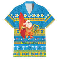 Tuvalu Christmas Family Matching Off The Shoulder Long Sleeve Dress and Hawaiian Shirt Cute Santa Manuia te Kilisimasi - Polynesian Pride