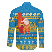 Tuvalu Christmas Family Matching Off Shoulder Short Dress and Hawaiian Shirt Cute Santa Manuia te Kilisimasi - Polynesian Pride