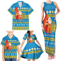 Tuvalu Christmas Family Matching Tank Maxi Dress and Hawaiian Shirt Cute Santa Manuia te Kilisimasi - Polynesian Pride