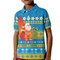 Tuvalu Christmas Kid Polo Shirt Cute Santa Manuia te Kilisimasi - Polynesian Pride