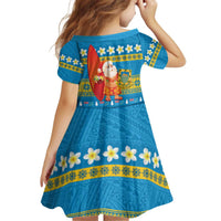 Tuvalu Christmas Kid Short Sleeve Dress Cute Santa Manuia te Kilisimasi LT14 - Polynesian Pride