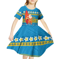 Tuvalu Christmas Kid Short Sleeve Dress Cute Santa Manuia te Kilisimasi LT14 - Polynesian Pride