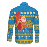 Tuvalu Christmas Long Sleeve Button Shirt Cute Santa Manuia te Kilisimasi - Polynesian Pride