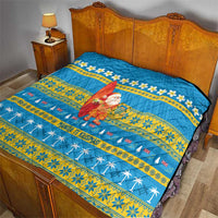 Tuvalu Christmas Quilt Cute Santa Manuia te Kilisimasi - Polynesian Pride