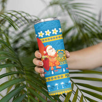 Tuvalu Christmas Skinny Tumbler Cute Santa Manuia te Kilisimasi - Polynesian Pride