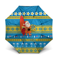 Tuvalu Christmas Umbrella Cute Santa Manuia te Kilisimasi LT14 One Size Folded 11.42 inch Opened Diameter 37.4 inch Blue - Polynesian Pride