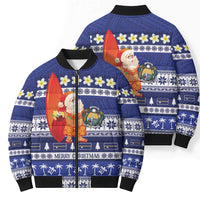 Nauru Christmas Bomber Puffer Jacket Cute Santa Coat Of Arms Merry Xmas - Polynesian Pride