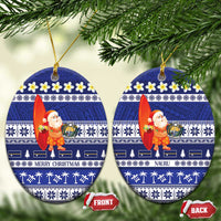 Nauru Christmas Ceramic Ornament Cute Santa Coat Of Arms Merry Xmas - Polynesian Pride