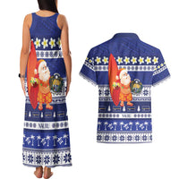 Nauru Christmas Couples Matching Tank Maxi Dress and Hawaiian Shirt Cute Santa Coat Of Arms Merry Xmas - Polynesian Pride