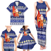Nauru Christmas Family Matching Tank Maxi Dress and Hawaiian Shirt Cute Santa Coat Of Arms Merry Xmas - Polynesian Pride