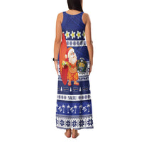 Nauru Christmas Family Matching Tank Maxi Dress and Hawaiian Shirt Cute Santa Coat Of Arms Merry Xmas - Polynesian Pride