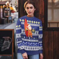 Nauru Christmas Ugly Christmas Sweater Cute Santa Coat Of Arms Merry Xmas - Polynesian Pride