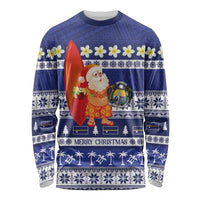 Nauru Christmas Long Sleeve Shirt Cute Santa Coat Of Arms Merry Xmas - Polynesian Pride