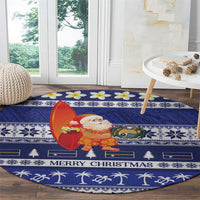 Nauru Christmas Round Carpet Cute Santa Coat Of Arms Merry Xmas - Polynesian Pride
